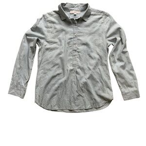 LOFT blue and white Patterned Button Down Shirt size M